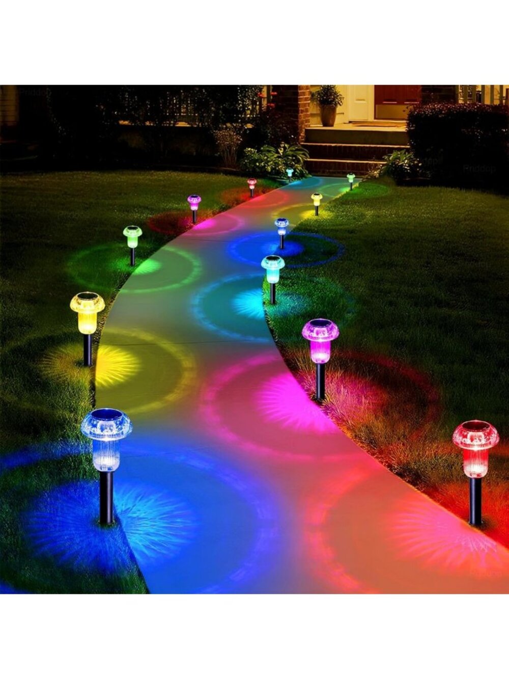 Color Changing Solar Pathway Lights - Waterproof 8 Pack LED Mushroom Garden